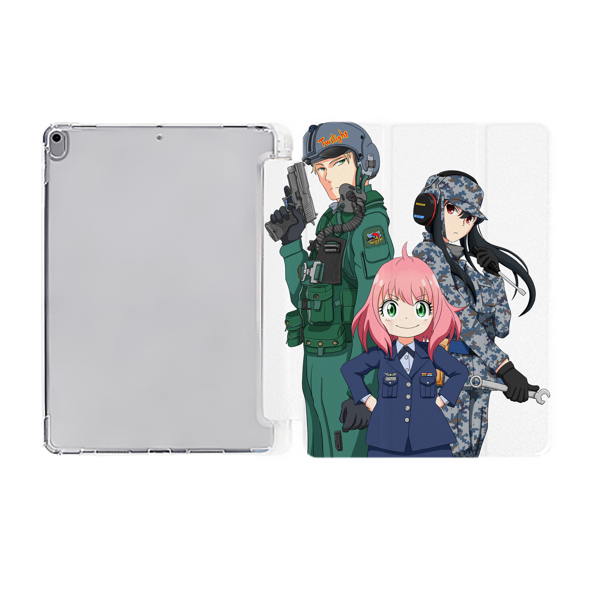 （画像用） SPY×FAMILY间谍家家酒 IPad ケース ペン収納付き 三つ折りスタンド PUレザー×シリコン 対応機種9.5/10.5/10.9インチ